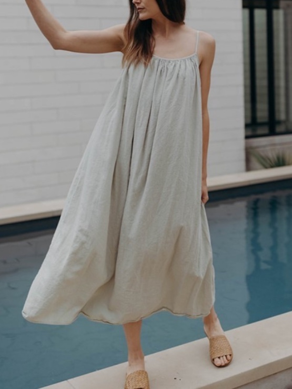 Esby Apparel Vivienne Midi Dress Hemp Organic Cotton Lagenlook Cottagecore M